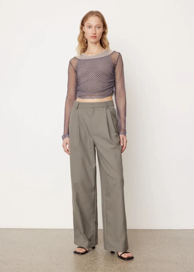 Incu Collection Ryder Wide Leg Tailored Pants in SLATE, image 1 of 1 from Incu