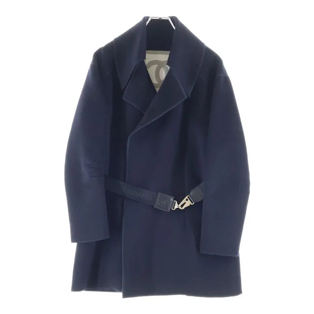 Chanel 04A Sports Line CC Logo Melton Wool Belted Long Coat Navy in Navy Wool from The Reluxe, photo 1 of 1