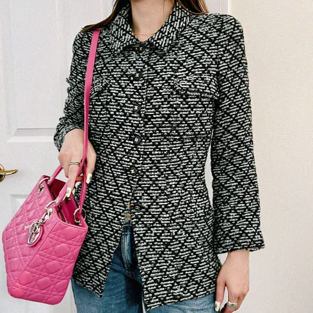 Chanel CC Mark Button Jacket #36 Black/Mint from VINTAGE QOO TOKYO, photo 1 of 1