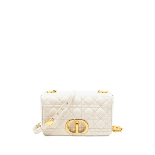 Medium Dior Caro Bag Cannage Supple Calfskin/Lambskin Ivory GHW in White Lambskin from EMIER, photo 1 of 1