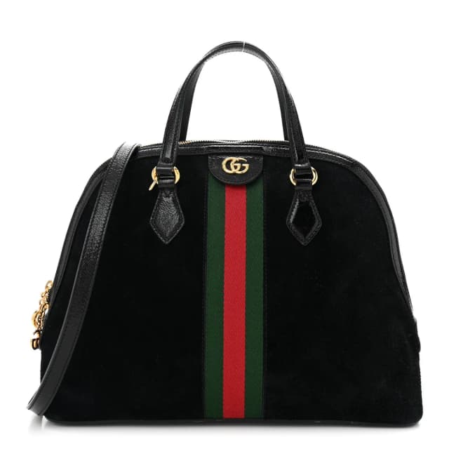 Gucci Ophidia Medium Top Handle Suede Bag - Black in Black Suede from H&T, photo 1 of 1
