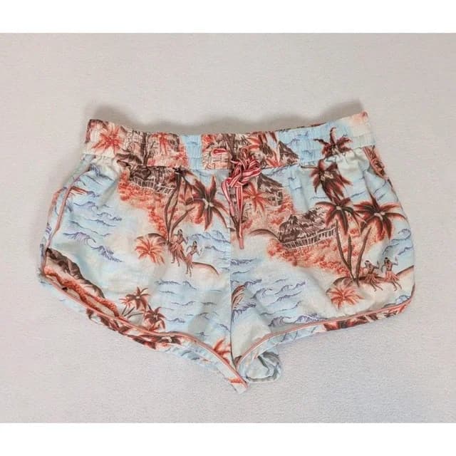 Zimmermann Linen Blend Shorts Size 3 Us 8 / 10 Pull On Tropical Print Waist 32" in blue from Poshmark, photo 1 of 1
