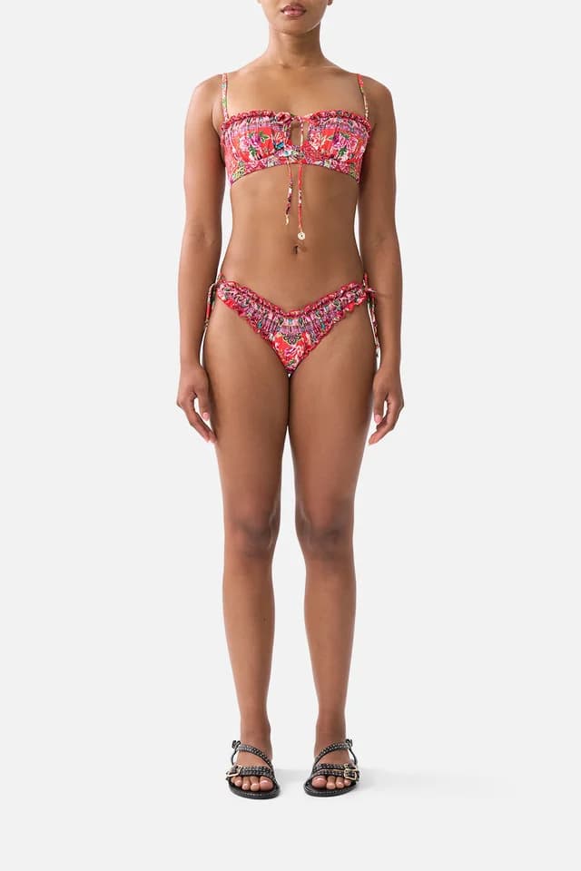 Camilla eBoutique RUCHED SKIMPY BIKINI BOTTOM WITH TIE SIDES HEIRLOOM EMPIRE, image 1 of 1 from CAMILLA