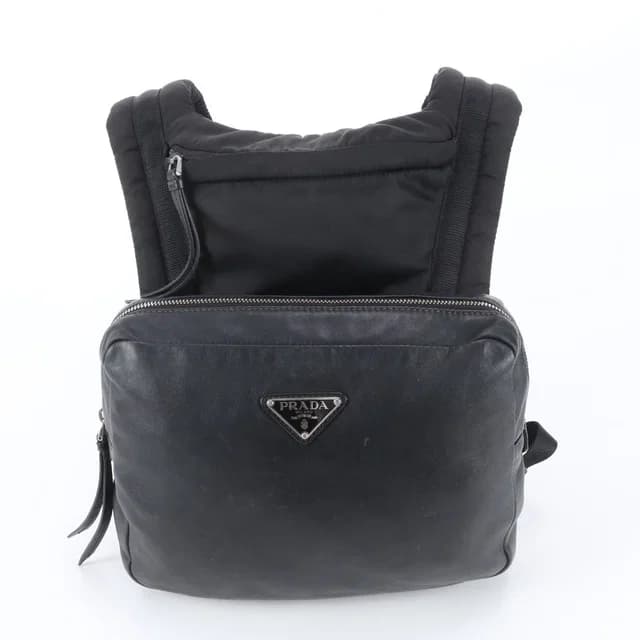 Prada White Tag Triangle Logo Leather Backpack Business in White Leather from The Reluxe, photo 1 of 1
