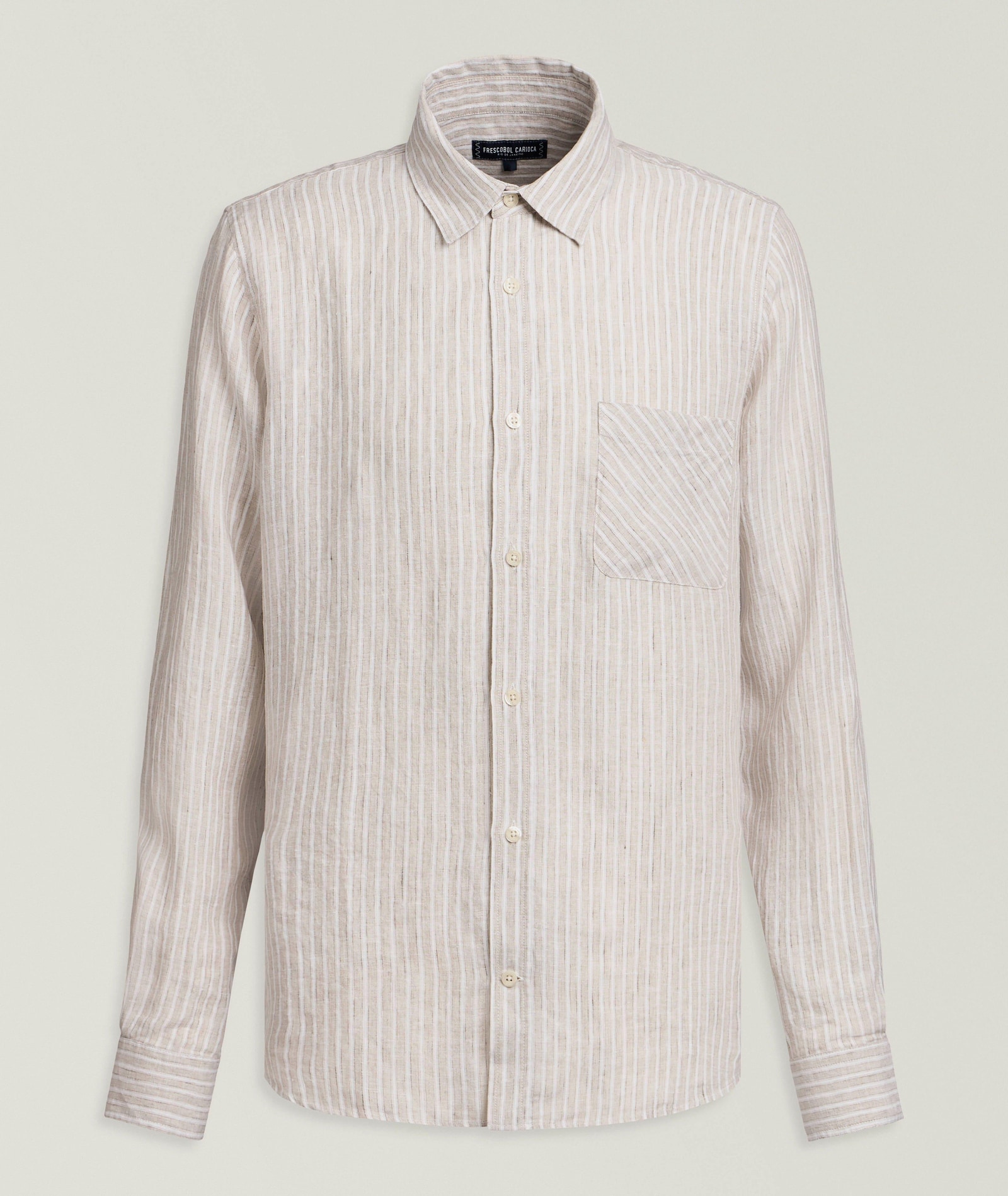 Frescobol Carioca Telles Striped Linen Shirt in Brown Linen & Linen Blends, image 1 of 1 from Harry Rosen