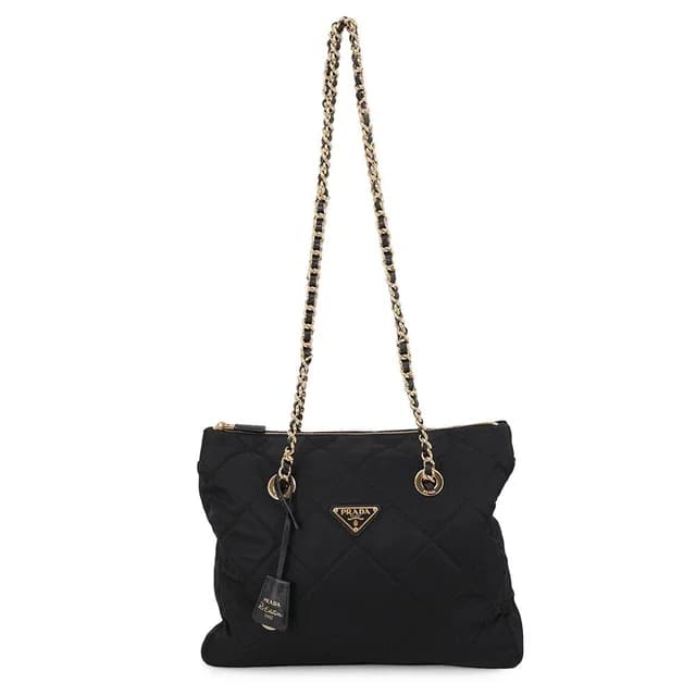 Prada Tote Bag Re Edition Chain Shoulder Nylon Saffiano Leather Black in Black Saffiano leather from The Reluxe, photo 1 of 1