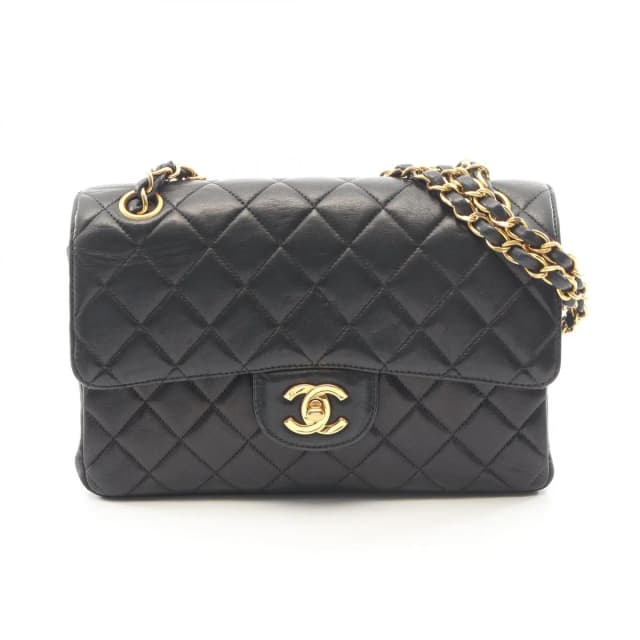 Chanel Shoulder Bag Quilted Double Face Black Lambskin Chain in Black Lambskin from The Reluxe, photo 1 of 1