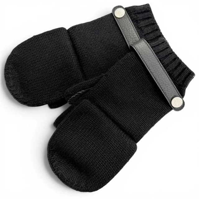 Hermès Lionel 100% Cashmere Sellier Buttons Deerskin Leather Knit Gloves Mittens in Cashmere from The Reluxe, photo 1 of 1