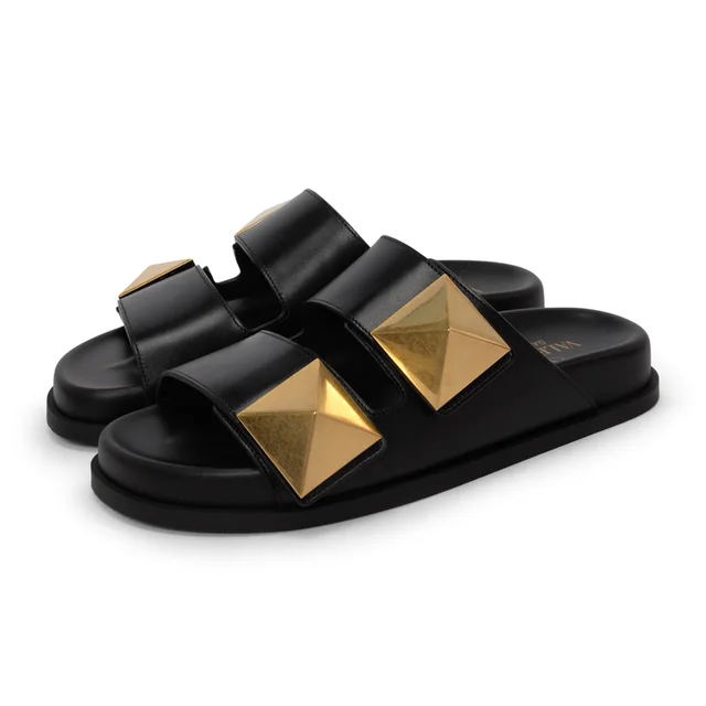 Valentino Garavani One Stud Slides 36 in Black Calfskin from Blue Spinach, photo 1 of 1