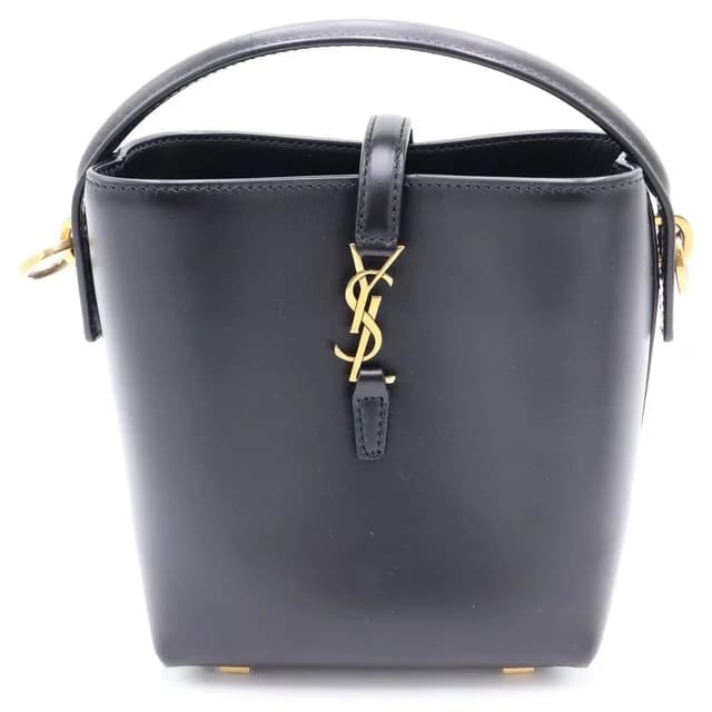 Saint Laurent Minibucketbag Leather Gold 2-Way Shoulder Bag Black in Black Leather from The Reluxe, photo 1 of 1