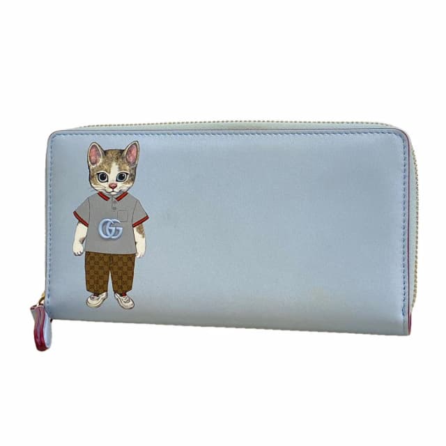 Gucci Wallet Yuko Higuchi Leather Sky Blue Bordeaux Champagne Gold in Burgundy Leather from The Reluxe, photo 1 of 1