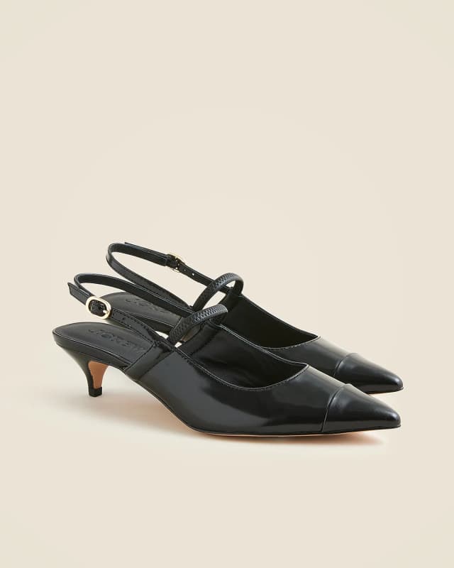 J.Crew Robin Mary Jane kitten heels in spazzolato leather in BLACK, image 1 of 1 from J.Crew (Canada)