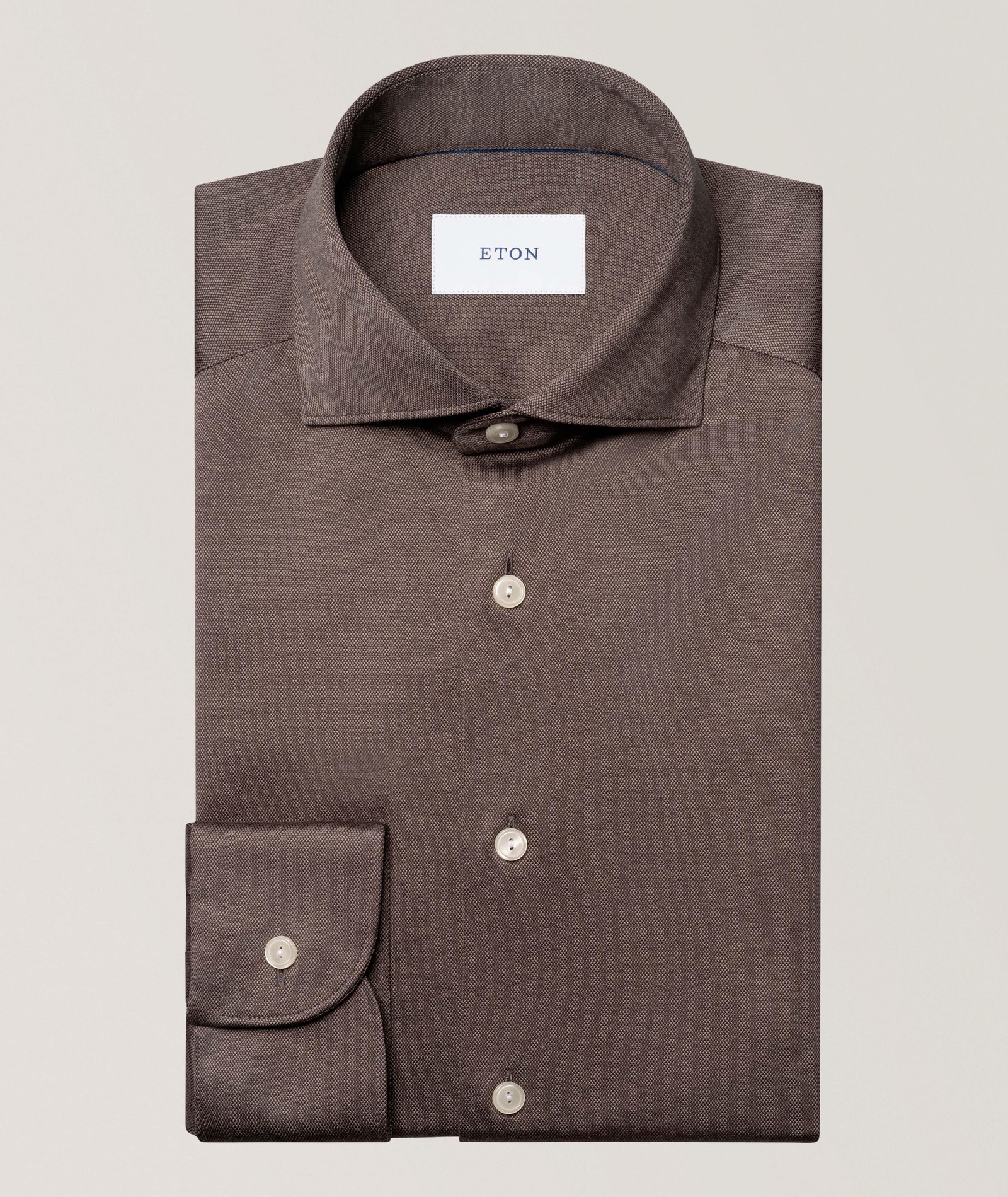 Eton Slim-Fit Filo Di Scozia Knit Shirt in Brown Cotton & Cotton Blends, image 1 of 1 from Harry Rosen