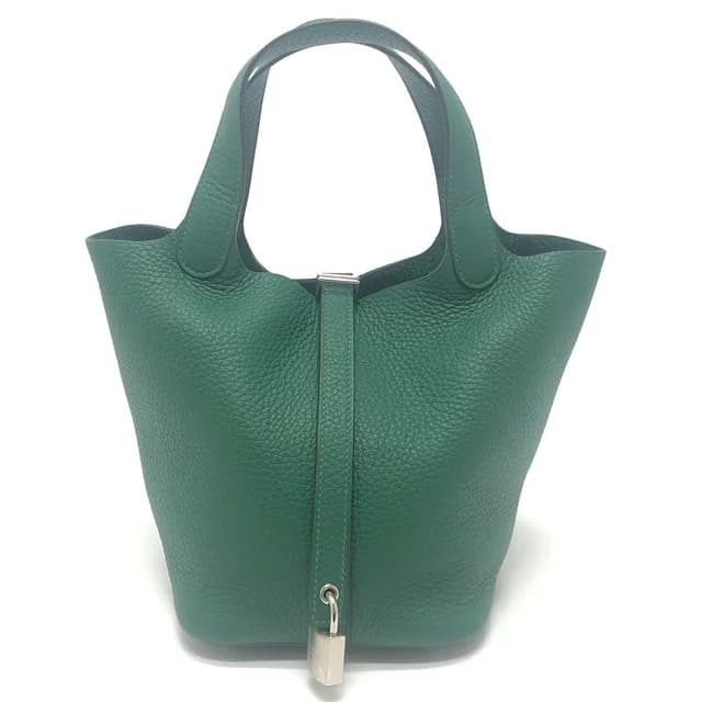 Hermès Handbag Picotin Lock PM 18 PM Taurillon Clemence Vert Moyen Green in Green Clemence leather from The Reluxe, photo 1 of 1