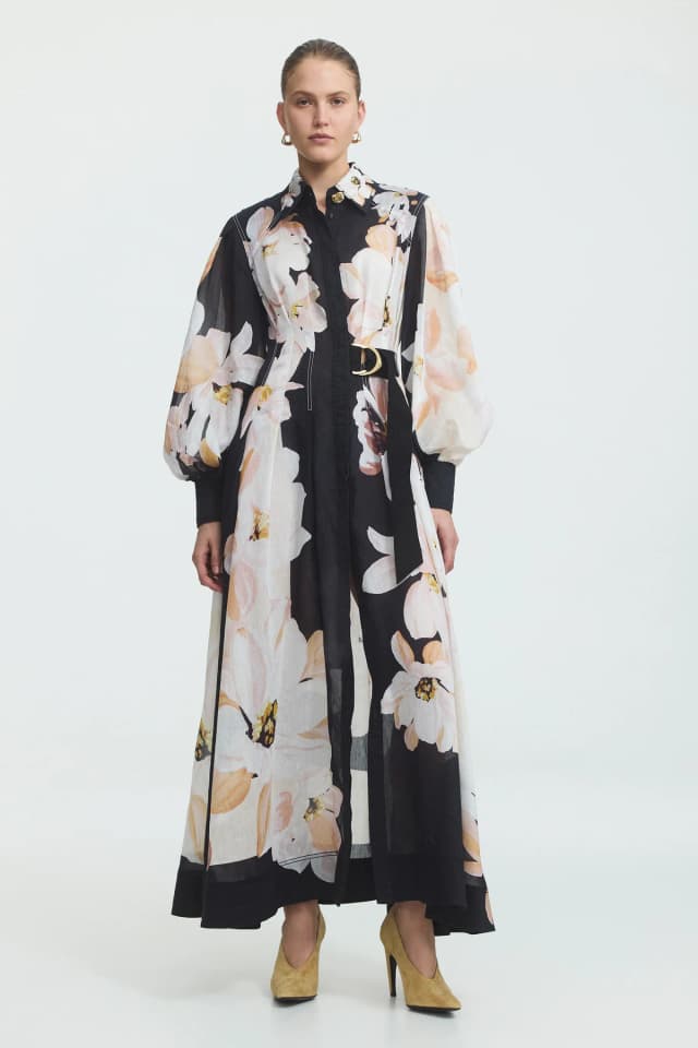 AJE Rosanna Midi Shirt Dress in FLEUR DE NUIT, image 1 of 1 from Aje