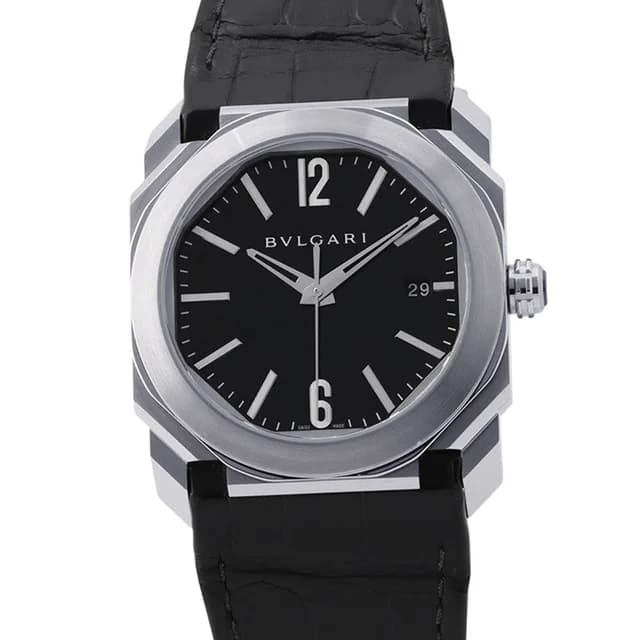 Bvlgari Octo Solotempo Date Watch Black Dial in Black Crocodile from The Reluxe, photo 1 of 1