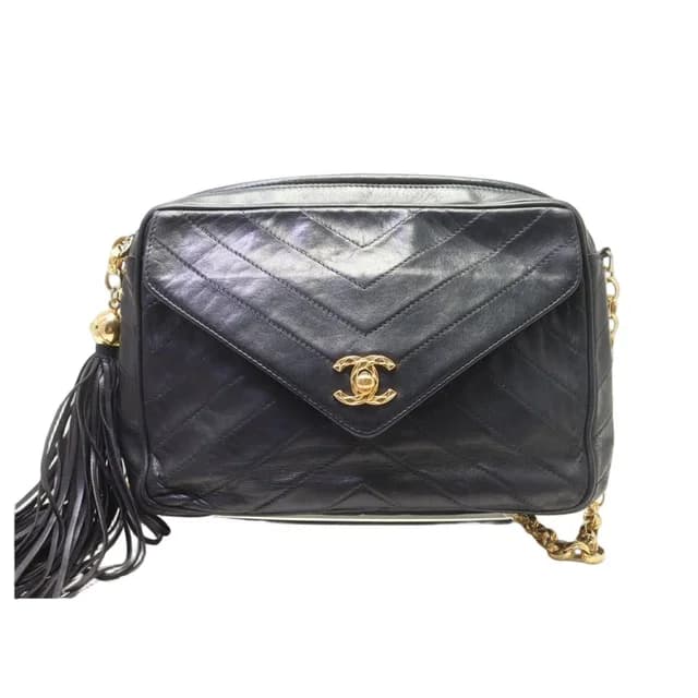 Chanel V-stitch Lambskin Fringe Chain Shoulder Bag in Lambskin from The Reluxe, photo 1 of 1