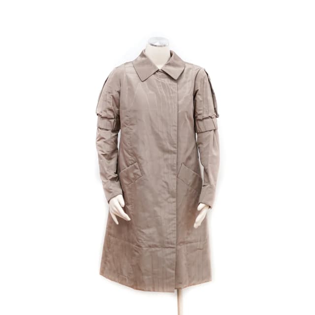 Louis Vuitton Striped Beige Coat - Size 38 in Beige Silk from The Purse Affair, photo 1 of 1