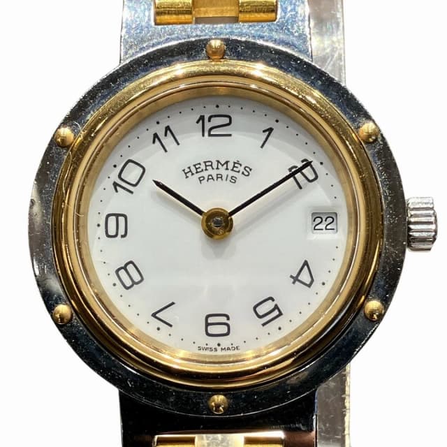 Hermès Clipper Watch Gross SS Quartz White Dial in White from The Reluxe, photo 1 of 1