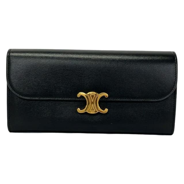 Celine Wallet Triomphe Black Leather in Black Leather from The Reluxe, photo 1 of 1