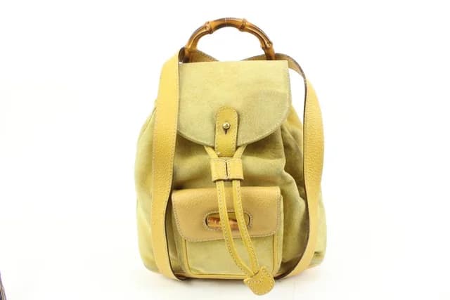 Gucci Yellow Suede Mini Bamboo Backpack in Yellow Suede from Bagriculture, photo 1 of 1