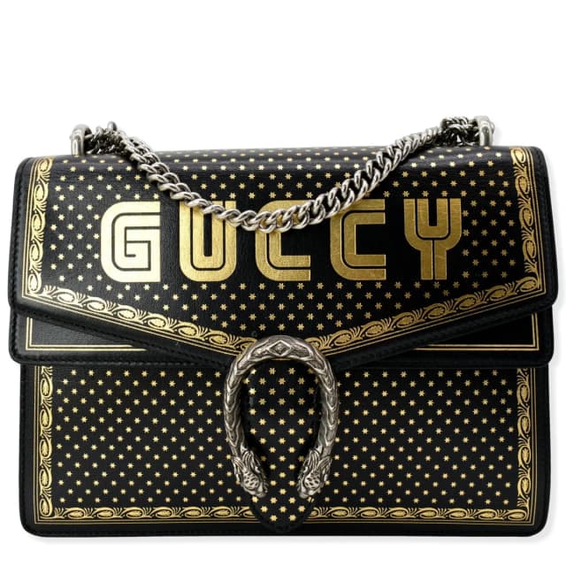 Gucci Guccy Dionysus Medium Star Print Leather Shoulder Bag Black 400235 in Black Leather from Dallas Designer Handbags, photo 1 of 1