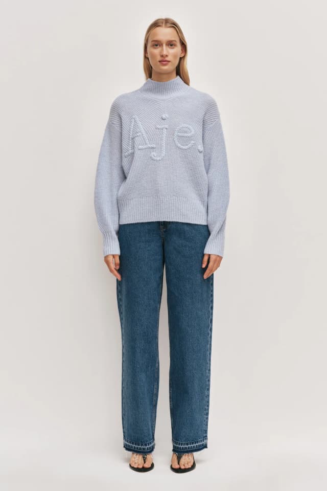 AJE Cassandre Logo Jumper in CLOUD BLUE/BLUE, image 1 of 1 from Aje