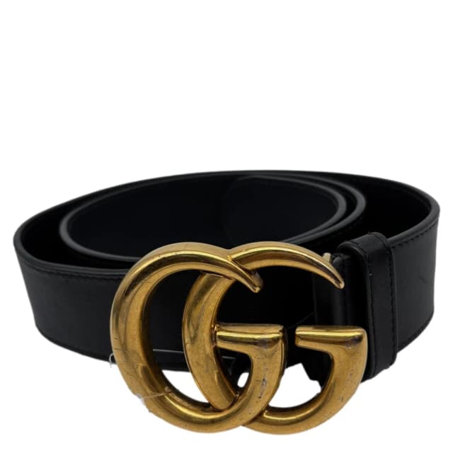 Gucci Double G Marmont Buckle Smooth Leather Belt Size 75.30 Black 400593 in Black Leather from Dallas Designer Handbags, photo 1 of 1