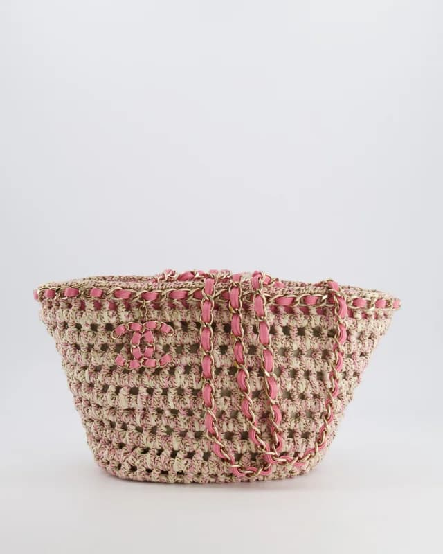 Chanel SS23 Small Crochet Shopping Tote Bag in Beige Canvas from Sellier, photo 1 of 1