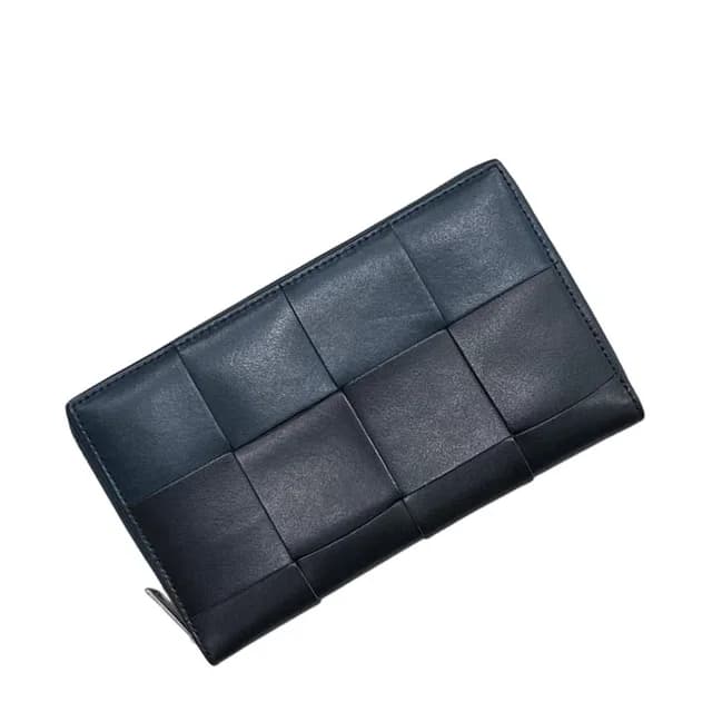Bottega Veneta Zip Around Wallet Zip Navy Blue Cassette in Navy Leather from The Reluxe, photo 1 of 1