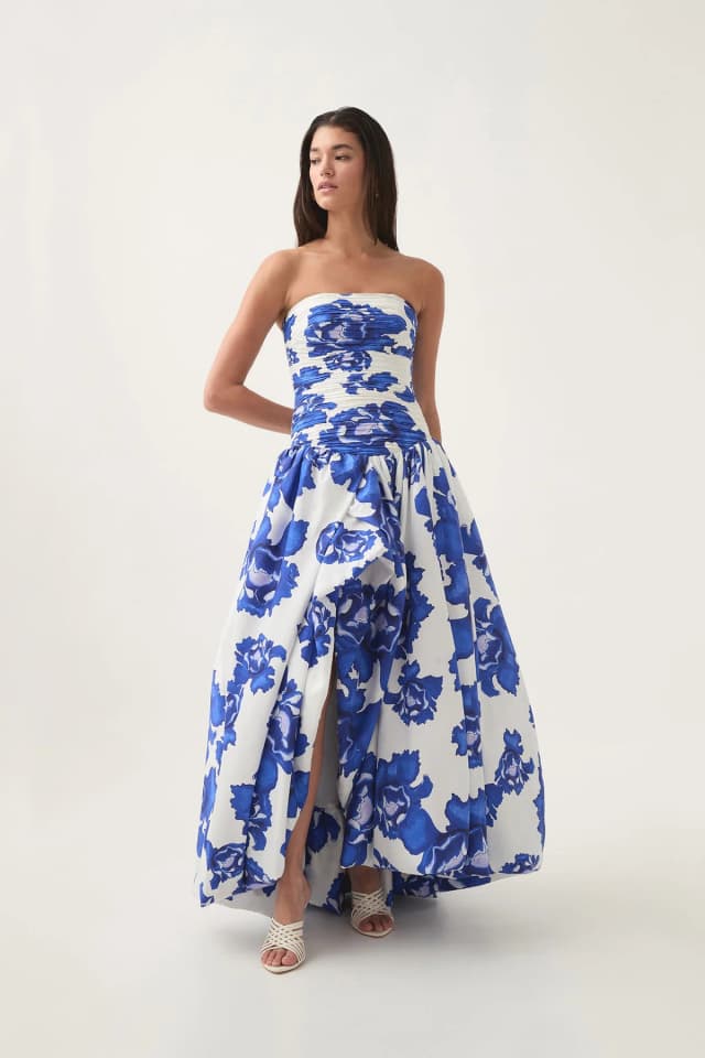 AJE Behold Maxi Dress in BOLDLY BLOOMING COBALT, image 1 of 1 from Aje