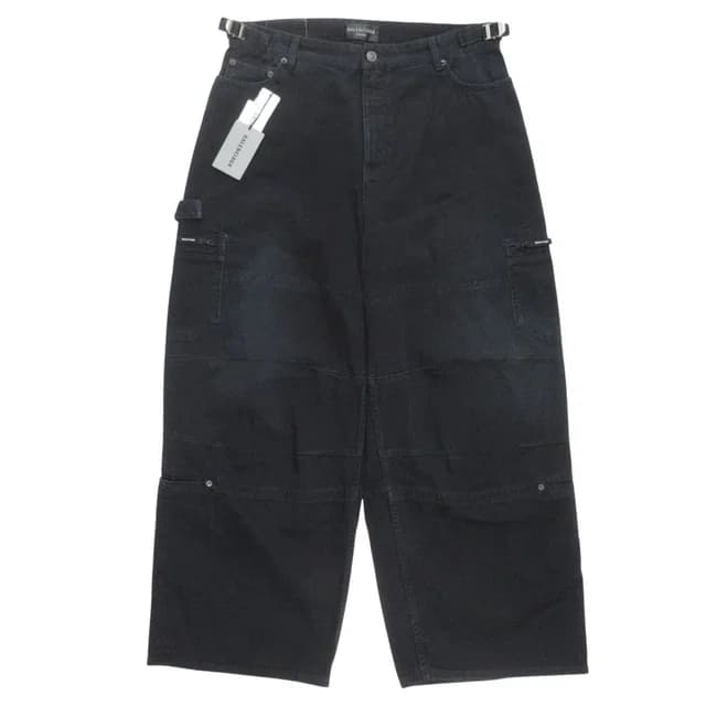 Balenciaga Soft Left Hand Wide Cargo Denim Pants Baggy L Black in Black Denim from The Reluxe, photo 1 of 1