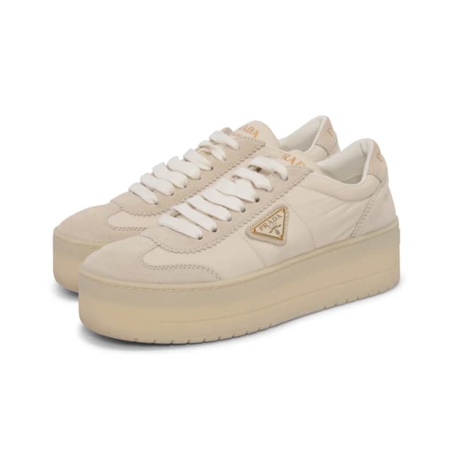 Prada & Nylon Downtown Bold Sneakers 36 in Ecru Suede from Blue Spinach, photo 1 of 1