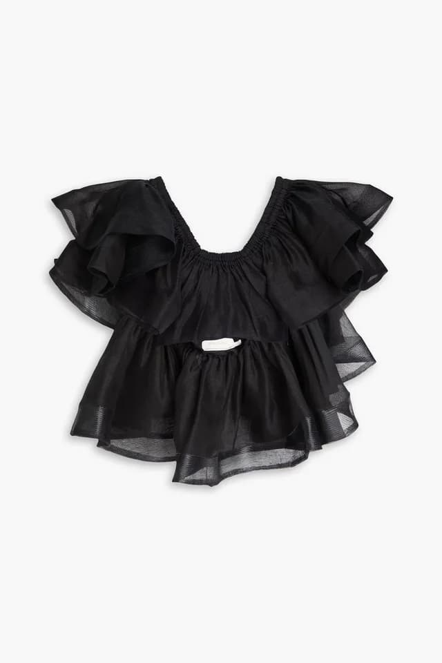 Zimmermann Cropped Tiered Linen and Silk-Blend Top, image 1 of 1 from THE OUTNET