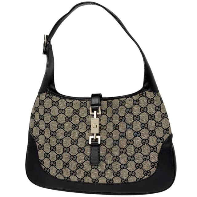 Gucci Shoulder Bag GG Pattern Jackie Line Canvas Gray Black in Black Canvas from The Reluxe, photo 1 of 1