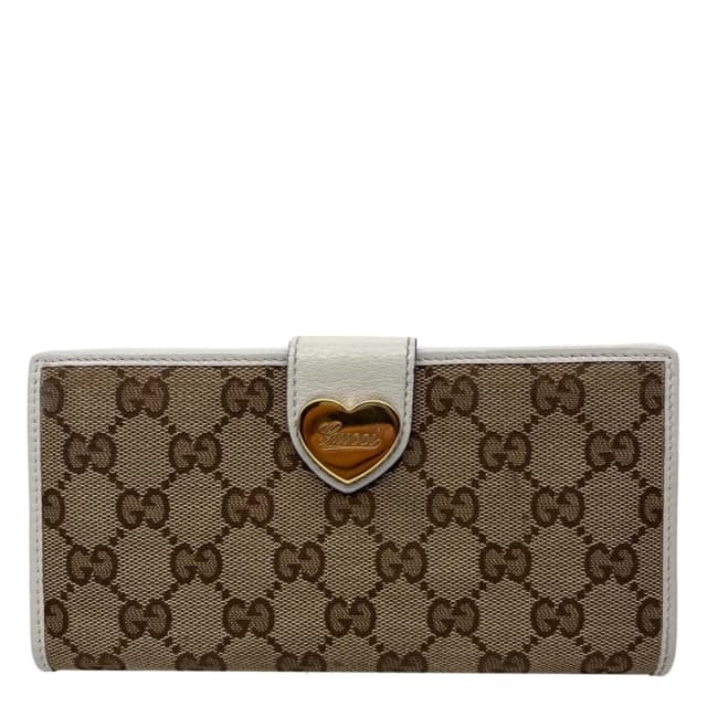 Gucci Heart Continental GG Supreme Canvas Wallet Beige 203550 in Beige Canvas from Dallas Designer Handbags, photo 1 of 1