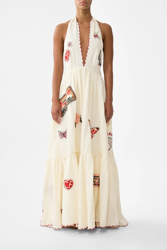 Camilla eBoutique RUFFLE HEM HALTER DRESS HIGH CLASS HOOKAH, image 1 of 1 from CAMILLA