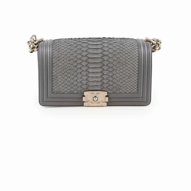 Chanel Boy Old Medium Grey Python (20 Series) in Grey Python from The Purse Affair, photo 1 of 1