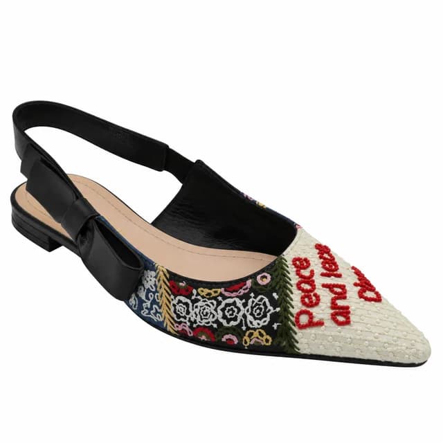 Dior Peace and Love Embroidered Slingback in Leather from Clotheshorse Anonymous, photo 1 of 1
