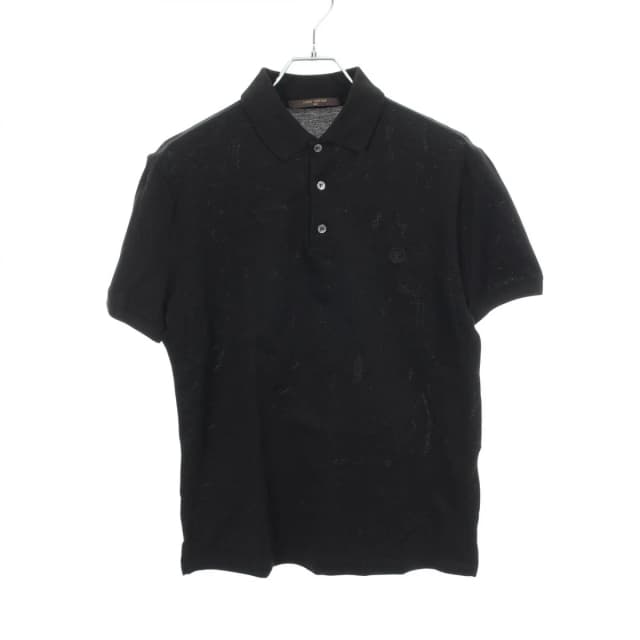 Polo Shirt LV Circle Logo Embroidery Short Sleeve Black Cotton in Black from The Reluxe, photo 1 of 1