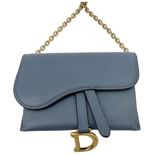 Dior Saddle Pouch With Chain Leather Crossbody Bag Blue in Blue Leather from Dallas Designer Handbags, photo 1 of 1