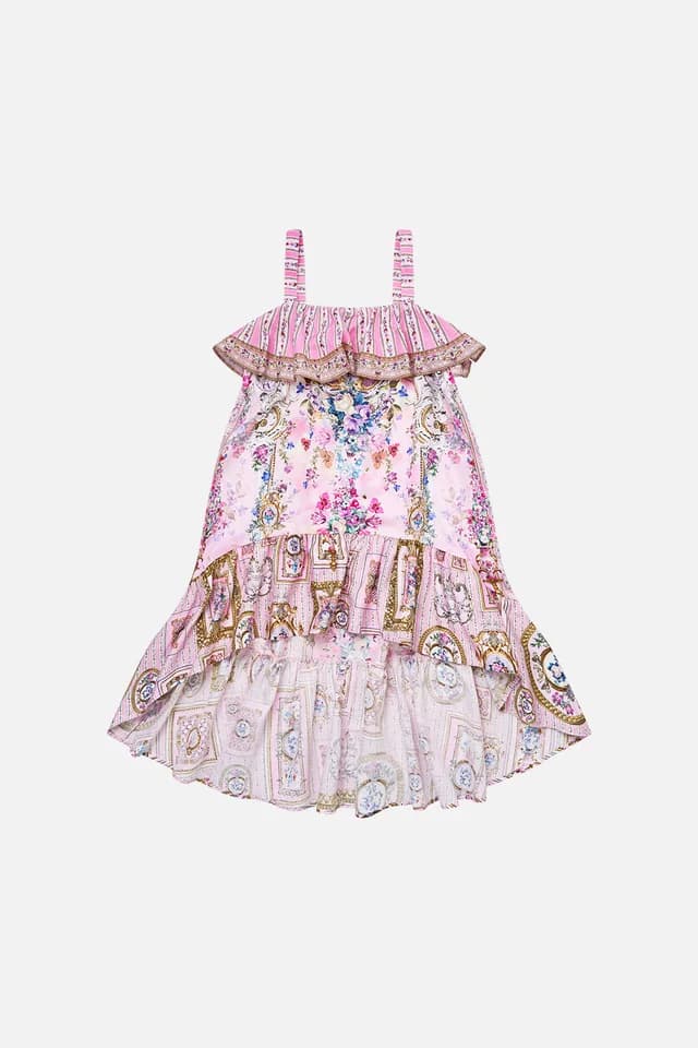 Camilla eBoutique KIDS WIDE STRAP HIGH LOW DRESS WITH FRILLS PALATIAL PASTELS, image 1 of 1 from CAMILLA