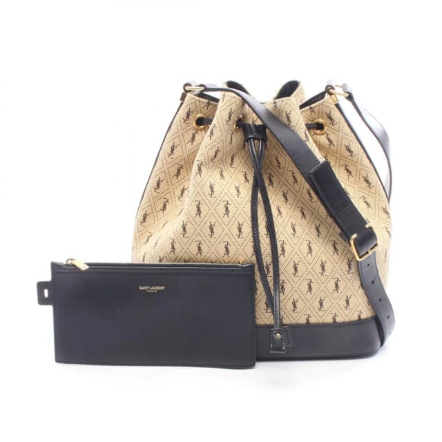 Saint Laurent Shoulder Bag le Monogram Beige Black Canvas Leather in Black Canvas from The Reluxe, photo 1 of 1