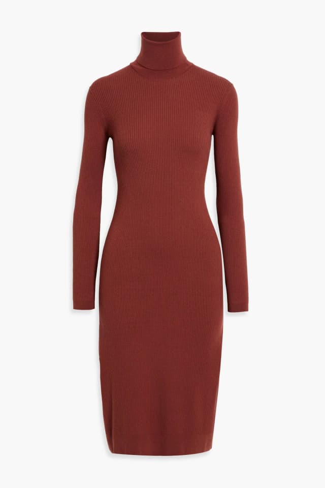 Another Tomorrow Ribbed Wool-Blend Turtleneck Midi Dress, image 1 of 1 from THE OUTNET