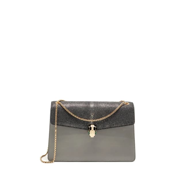 Bvlgari Serpenti Forever Bag Crystal Galuchar/Calfskin Grey RGHW in Grey Calfskin from EMIER, photo 1 of 1