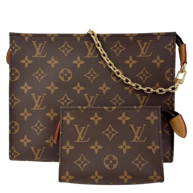 Louis Vuitton Toiletry Pouch On Chain Monogram Canvas Clutch Brown in Brown Coated canvas from Dallas Designer Handbags, photo 1 of 1