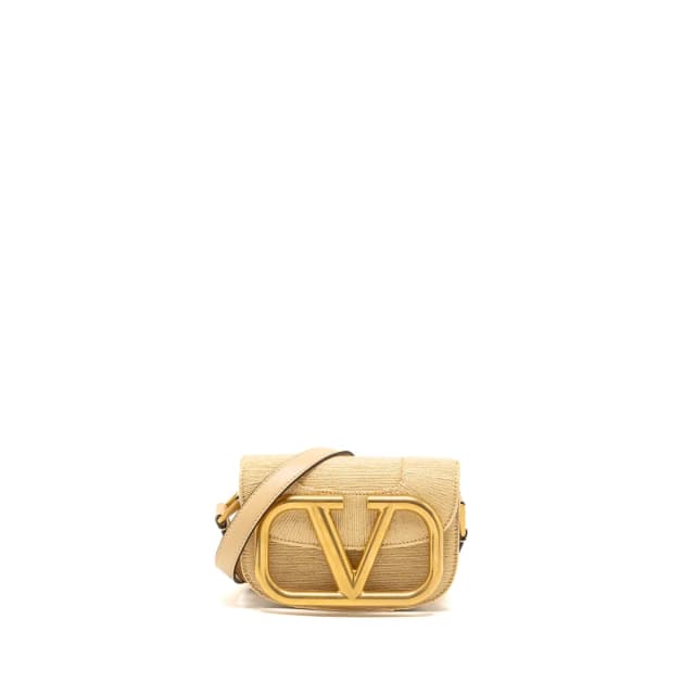 Valentino Garavani Small Supervee Crossbody Bag Leather/Raffia Beige GHW in Beige Raffia from EMIER, photo 1 of 1