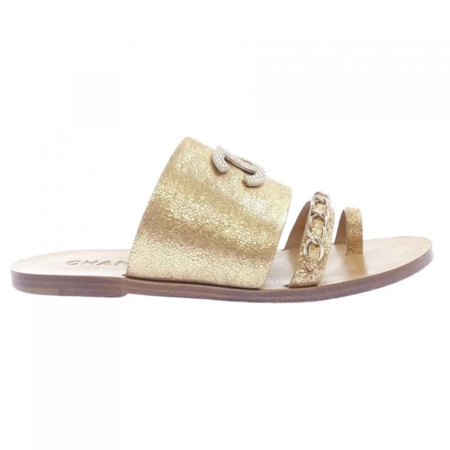 Chanel Sandals Gold in Gold Calfskin from The Reluxe, photo 1 of 1