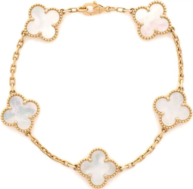 Van Cleef & Arpels 18k Yellow Gold Vintage Alhambra 5 Motif Bracelet in Yellow from Truefacet, photo 1 of 1