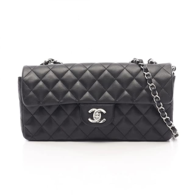 Chanel Shoulder Bag Quilted Black Lambskin East West Chain in Black Lambskin from The Reluxe, photo 1 of 1